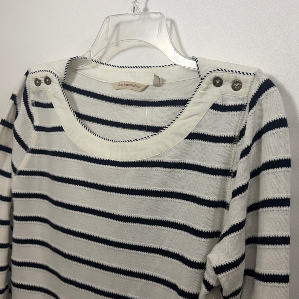 Soft Surroundings Gondola top navy/cream size petite large. NWT - Picture 2 of 10
